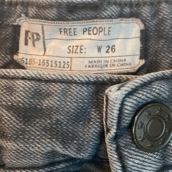 Free People Distressed Black Raw Hem Denim Shorts - Picture 4 of 6